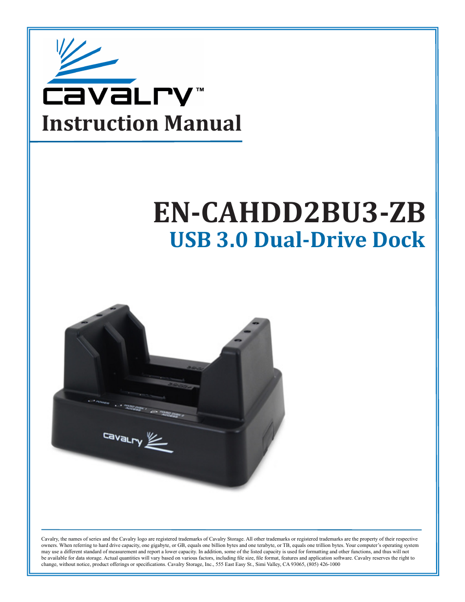 Cavalry Storage EN-CAHDD2BU3-ZB User Manual | 7 pages