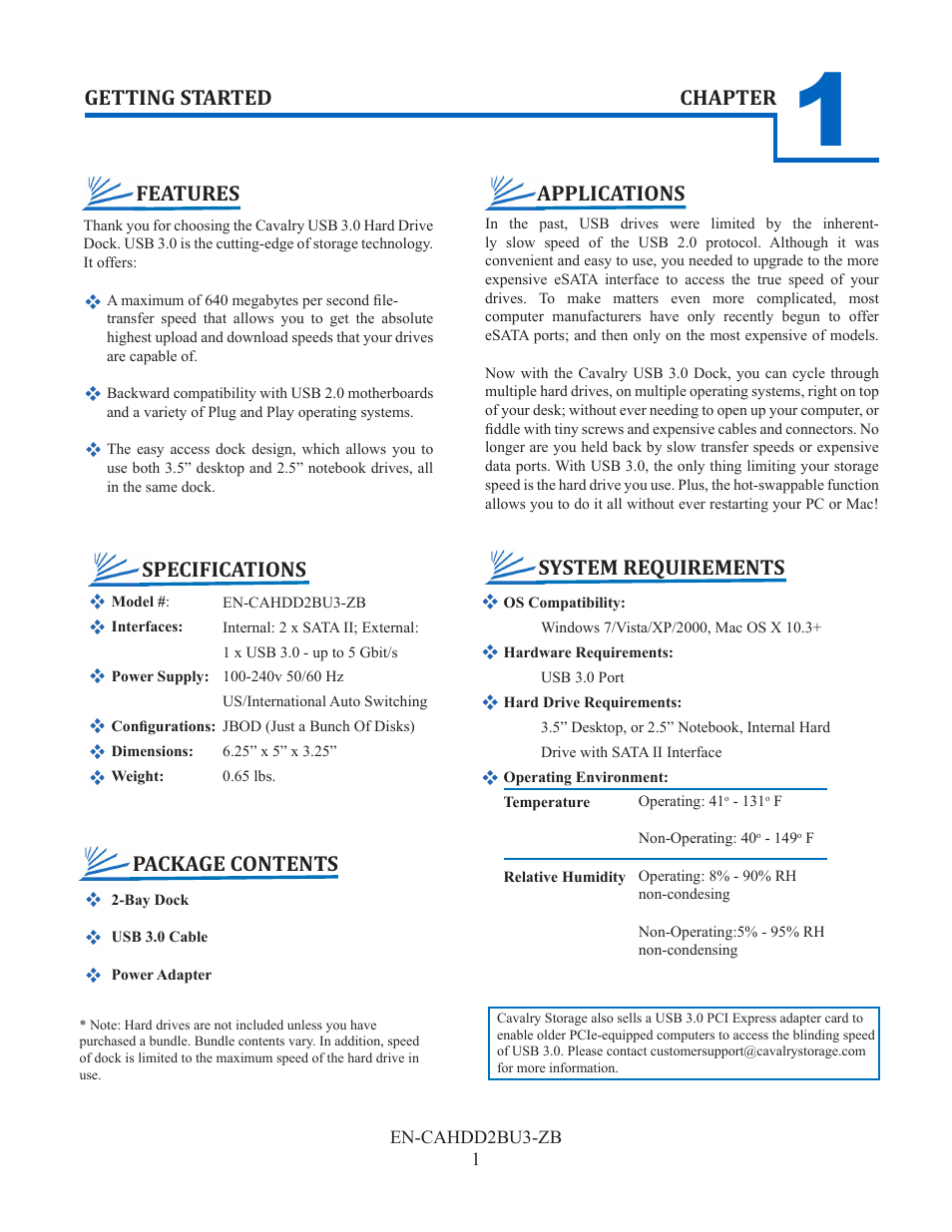 Chapter getting started applications | Cavalry Storage EN-CAHDD2BU3-ZB User Manual | Page 3 / 7