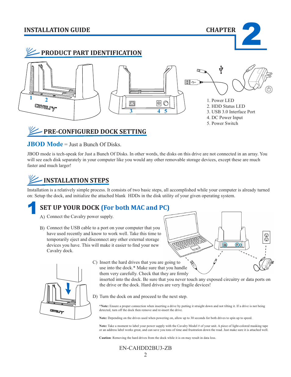 Quick start guide, Jbod mode, Product part identification | Contact us | Cavalry Storage EN-CAHDD2BU3-ZB User Manual | Page 4 / 7