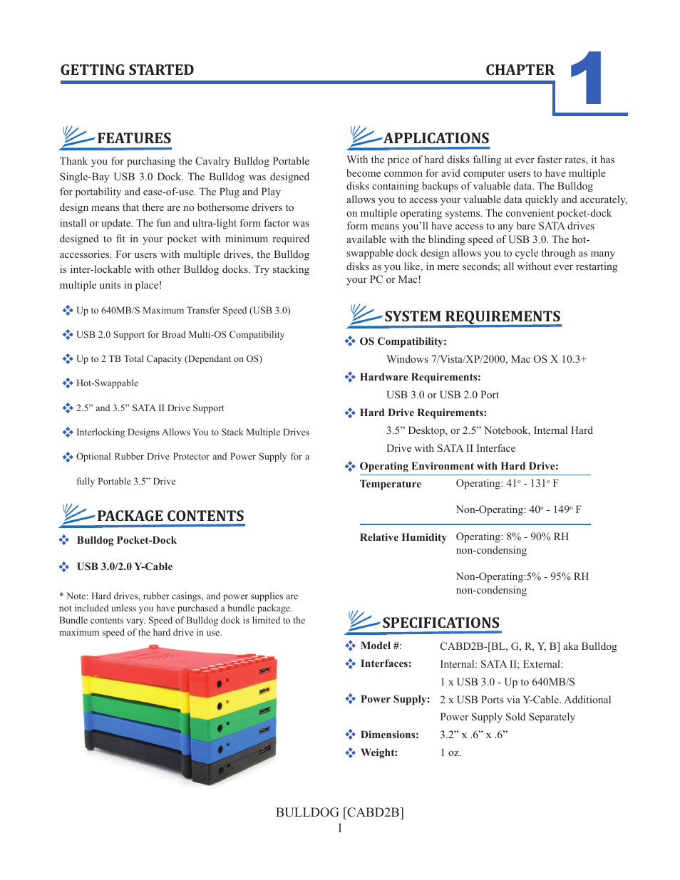 Chapter getting started applications | Cavalry Storage BULLDOG CABD2B User Manual | Page 3 / 8