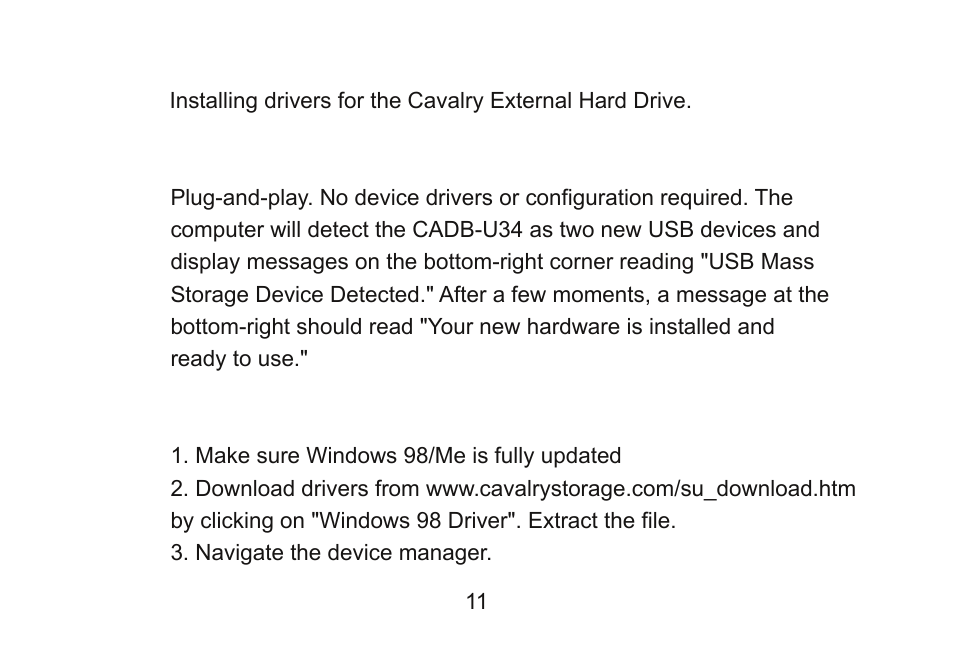 Cavalry Storage CADB-U34 User Manual | Page 11 / 20
