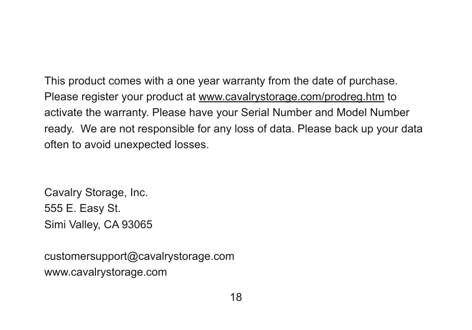 Cavalry Storage CADB-U34 User Manual | Page 18 / 20
