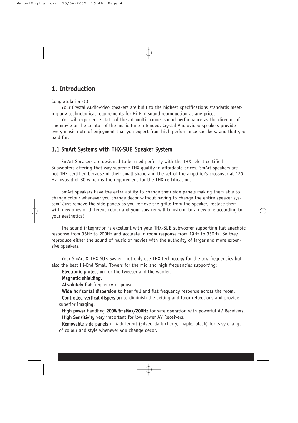 Iinnttrroodduuccttiioonn | Crystal Audiovideo SmArt User Manual | Page 4 / 12