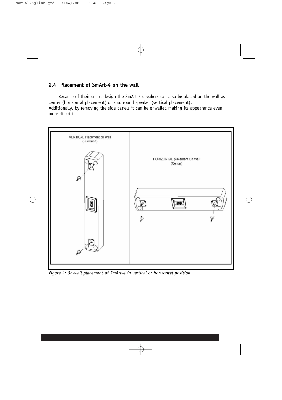 4 placement oof ssmart-44 oon tthe wwall | Crystal Audiovideo SmArt User Manual | Page 7 / 12