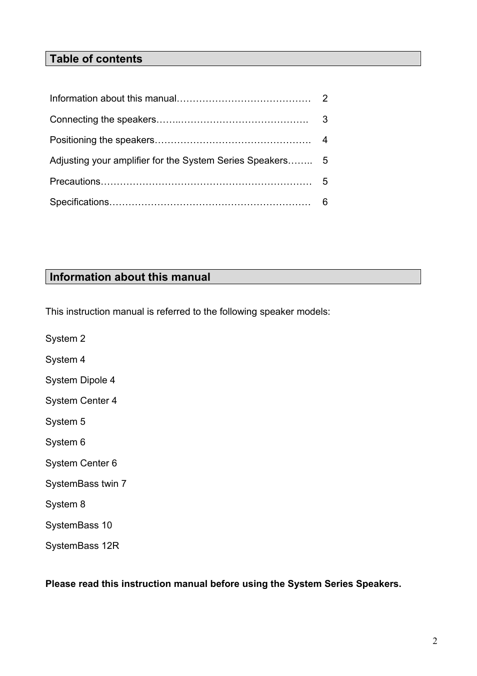 Crystal Audiovideo System Series User Manual | Page 2 / 7