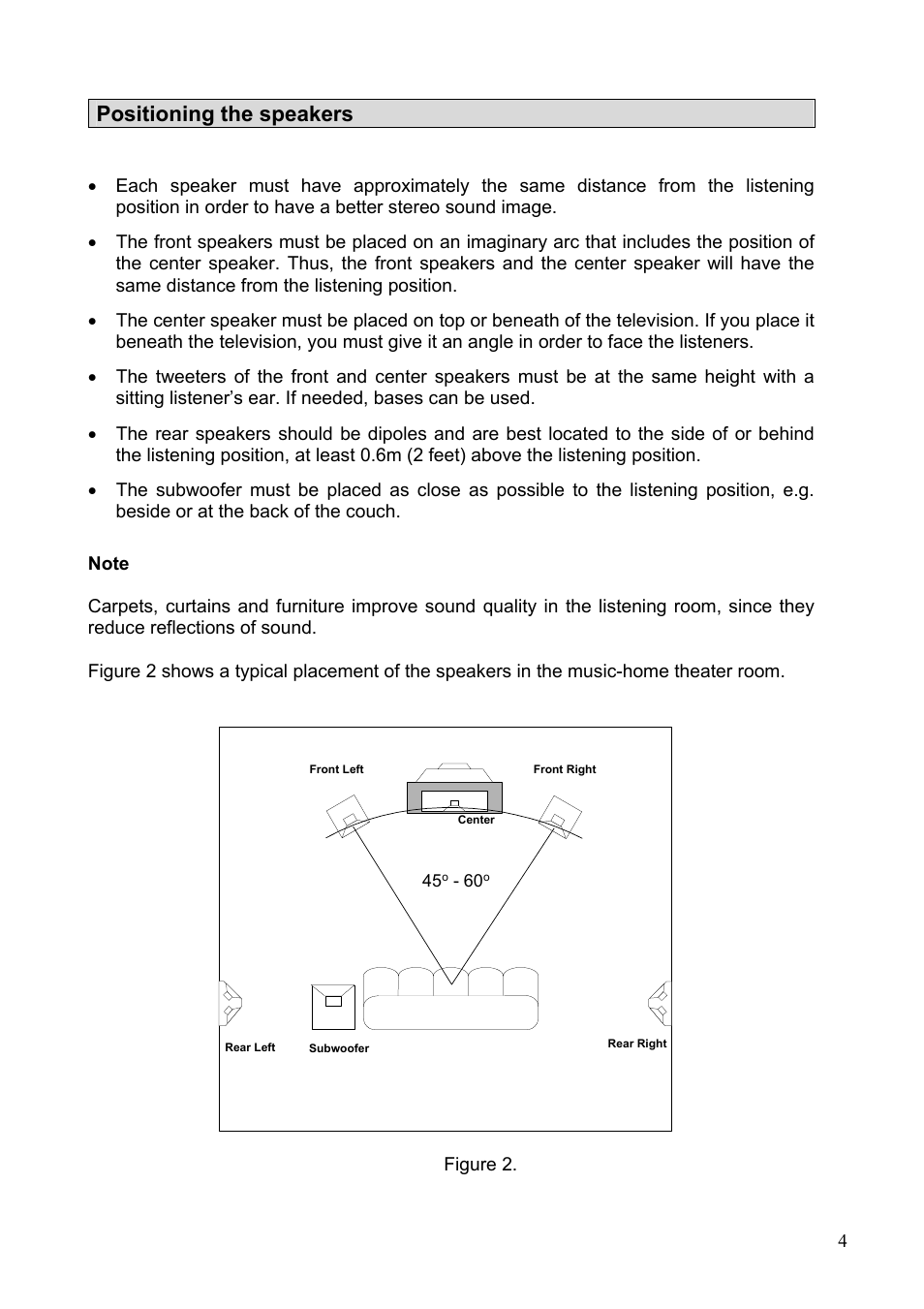Positioning the speakers | Crystal Audiovideo System Series User Manual | Page 4 / 7