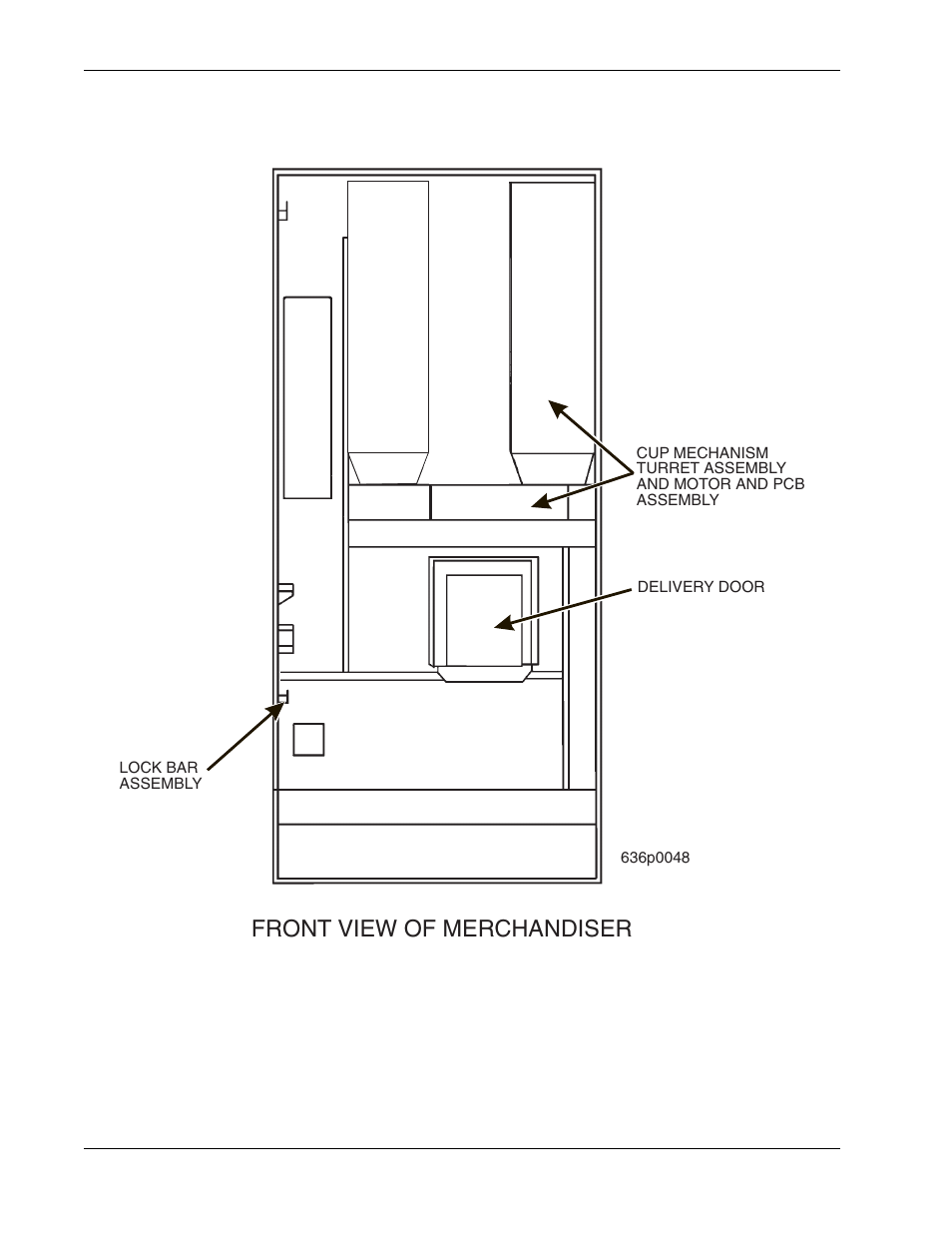 Interior view of merchandiser door, Front view of merchandiser, Major parts hotcup operators’ guide | CMS Products 674 User Manual | Page 10 / 118