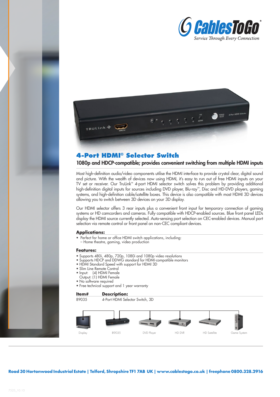 Cables to Go TRULINK 89035 User Manual | 1 page