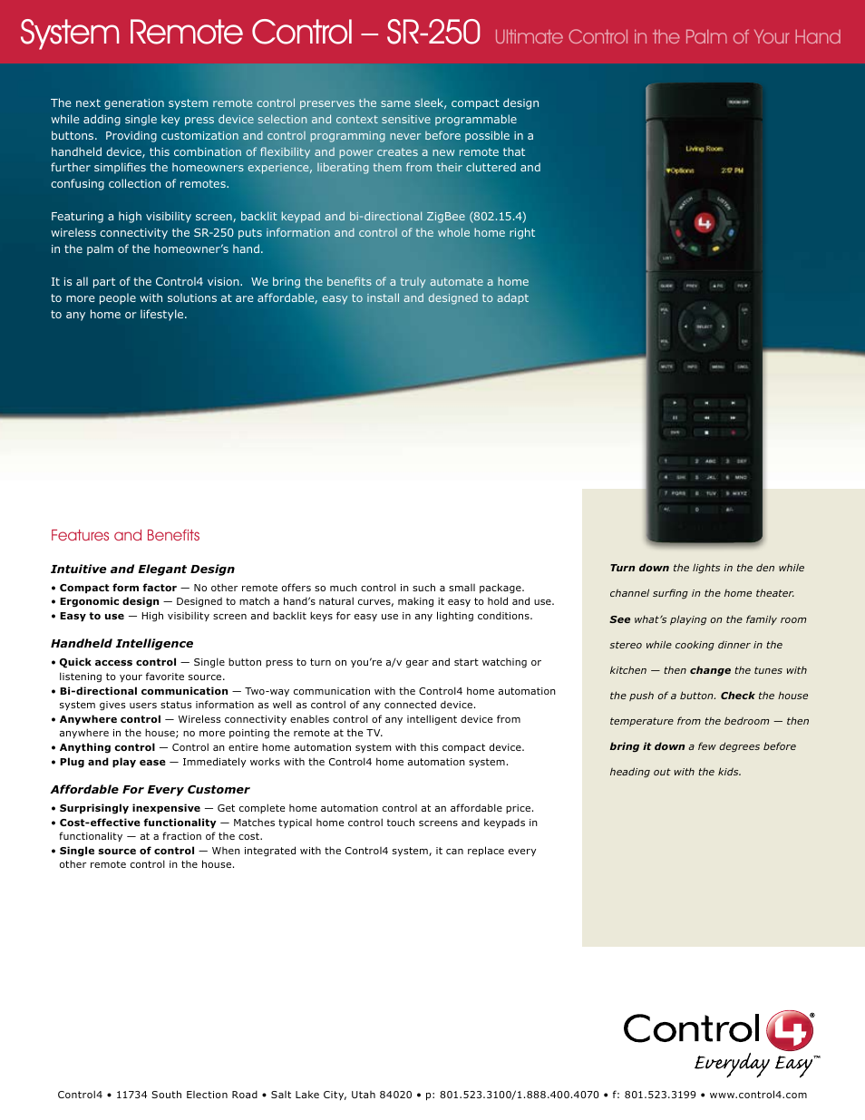 Control4 SR-250 User Manual | 2 pages