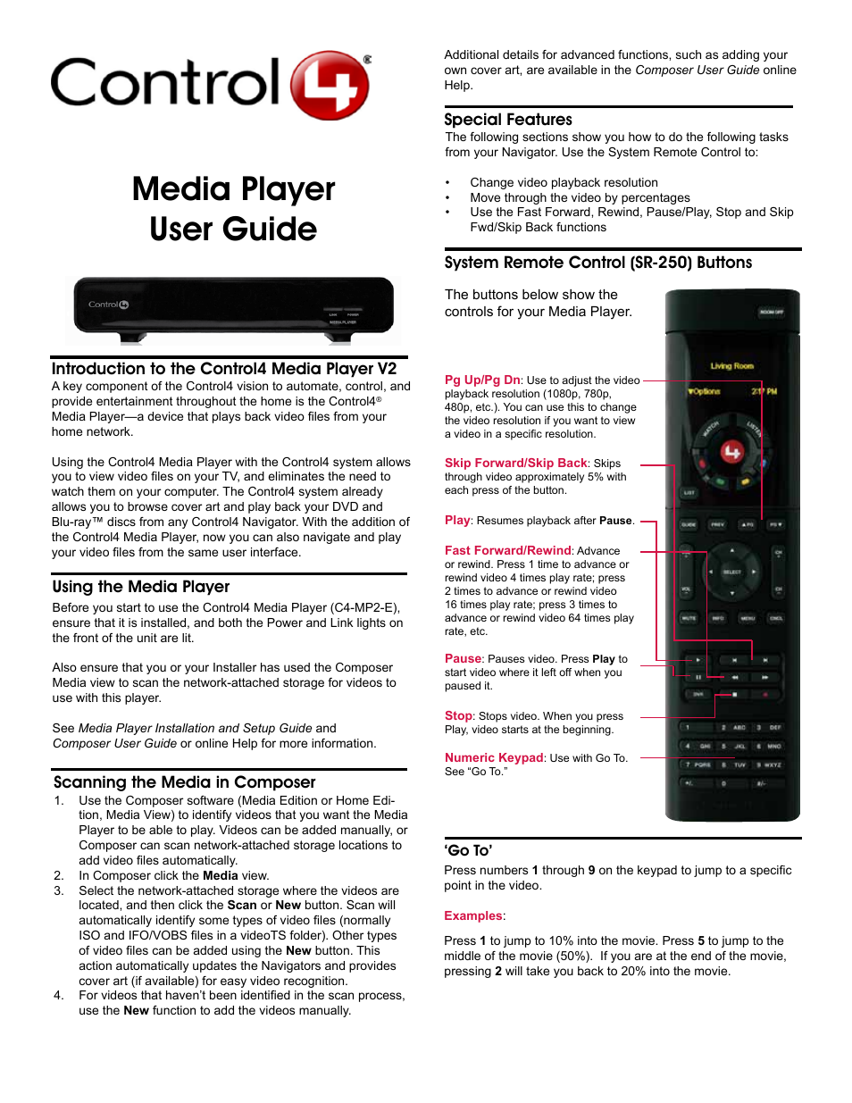 Control4 V2 User Manual | 2 pages