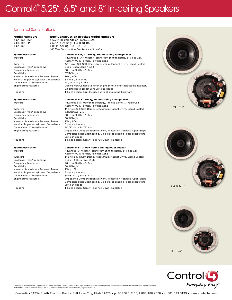 Control4, Technical specifications | Control4 C4-IC8P User Manual | Page 2 / 2