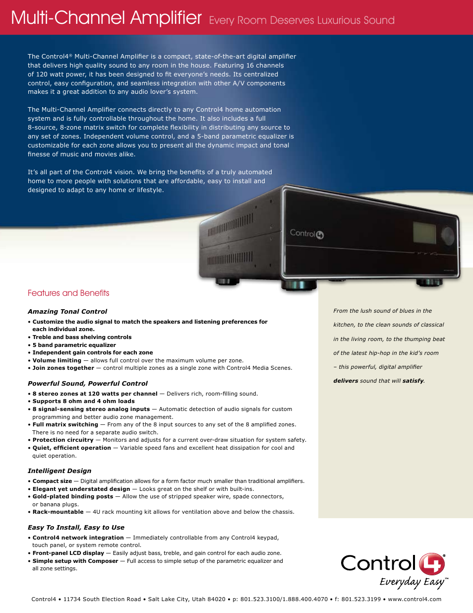 Control4 C4-16AMP3-B User Manual | 2 pages