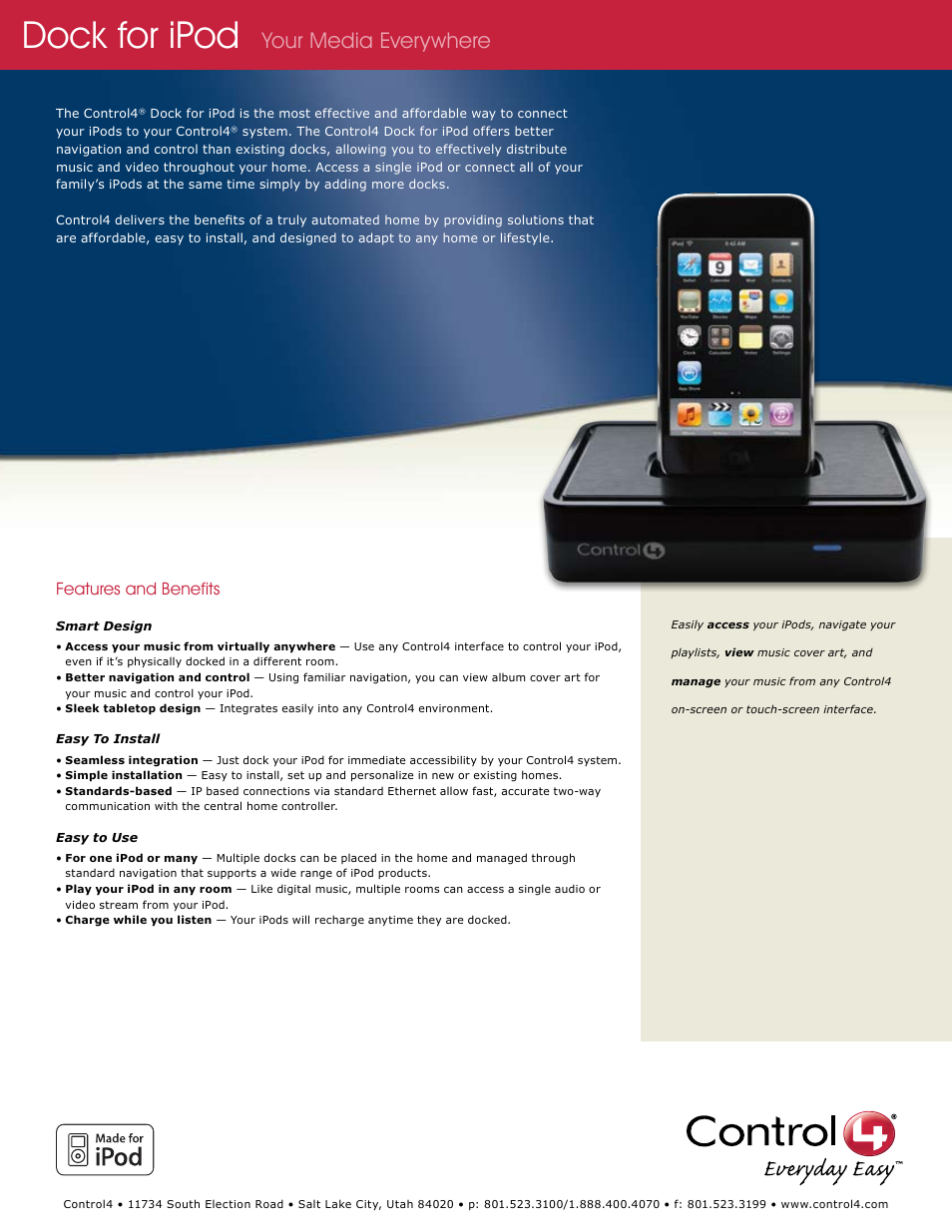 Control4 C4-IPDKTT-E-B User Manual | 2 pages