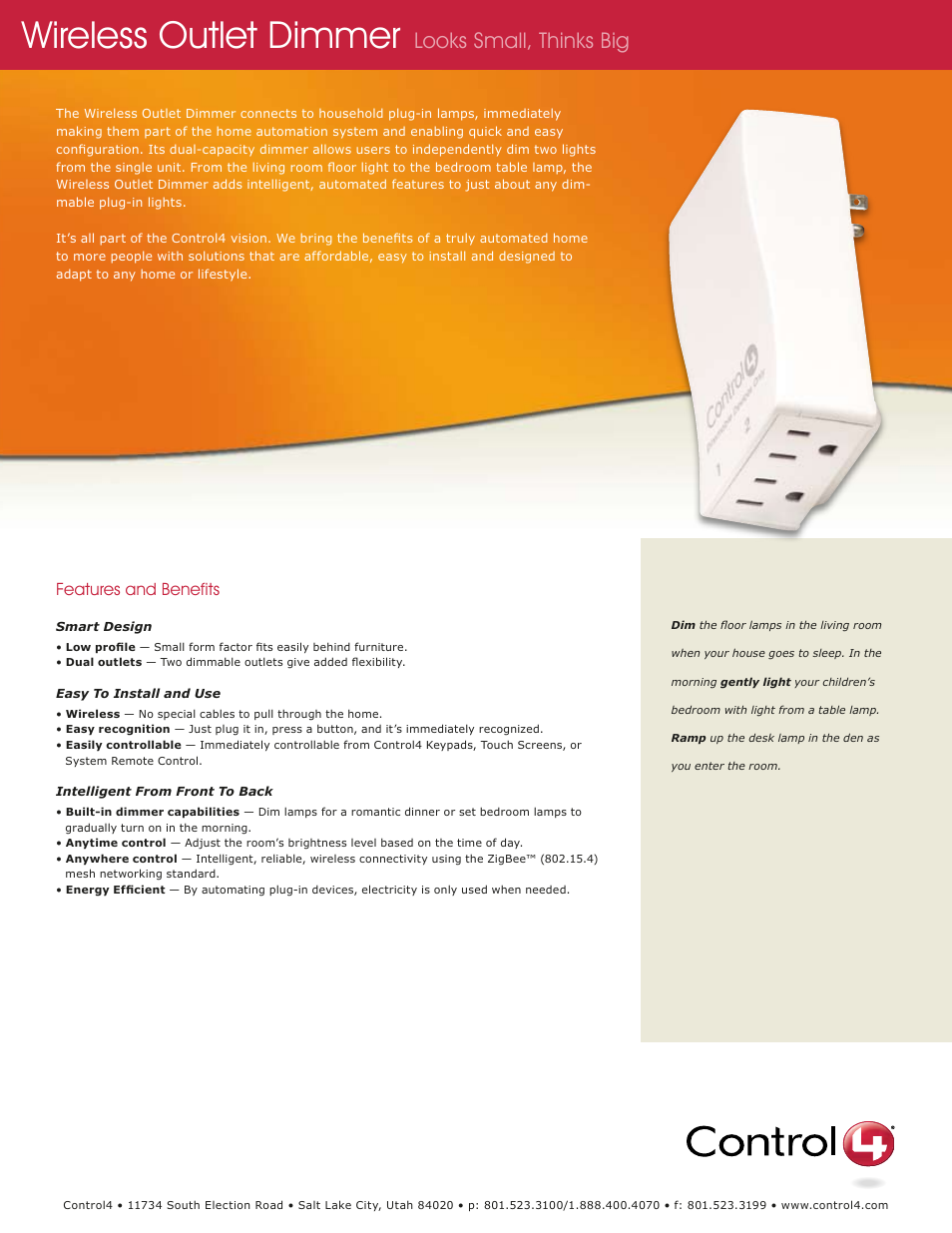 Control4 Wireless Outlet Dimmer User Manual | 2 pages