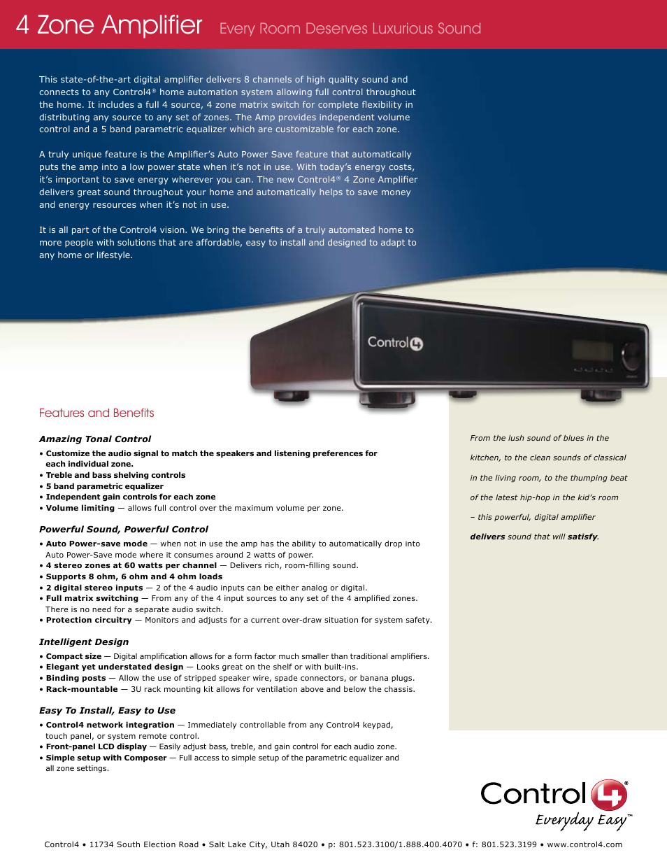 Control4 C4-8AMP1-B User Manual | 2 pages