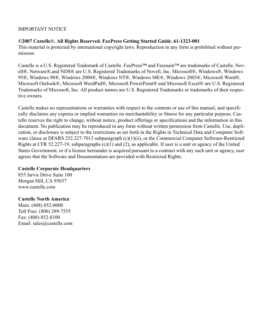 Castelle FaxPress User Manual | Page 2 / 24