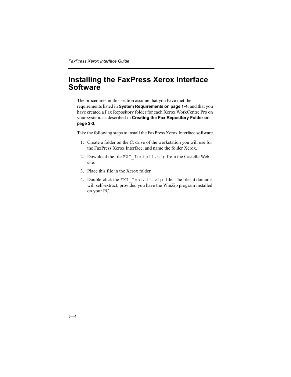 Installing the faxpress xerox interface software | Castelle 61-1273-001 User Manual | Page 42 / 62