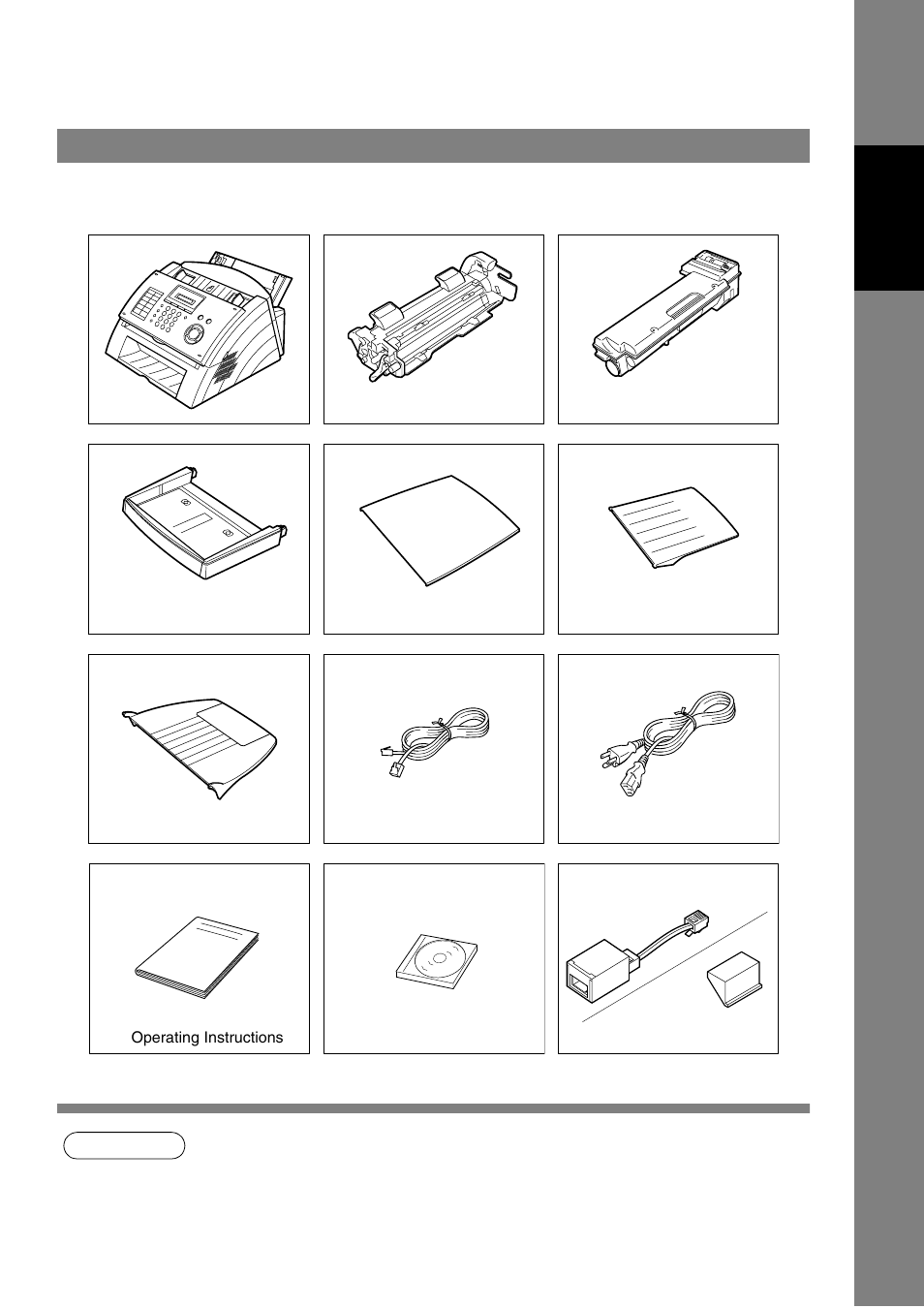 Installing your machine, Main unit and accessories | Panasonic UF-490 User Manual | Page 13 / 121