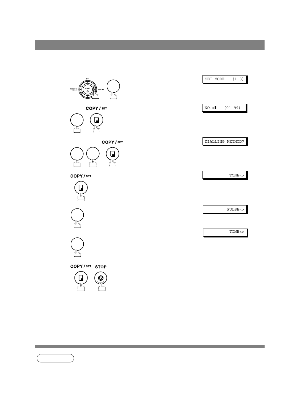 Dialling method (tone or pulse), Setting the dialling method (tone or pulse) | Panasonic UF-490 User Manual | Page 20 / 121