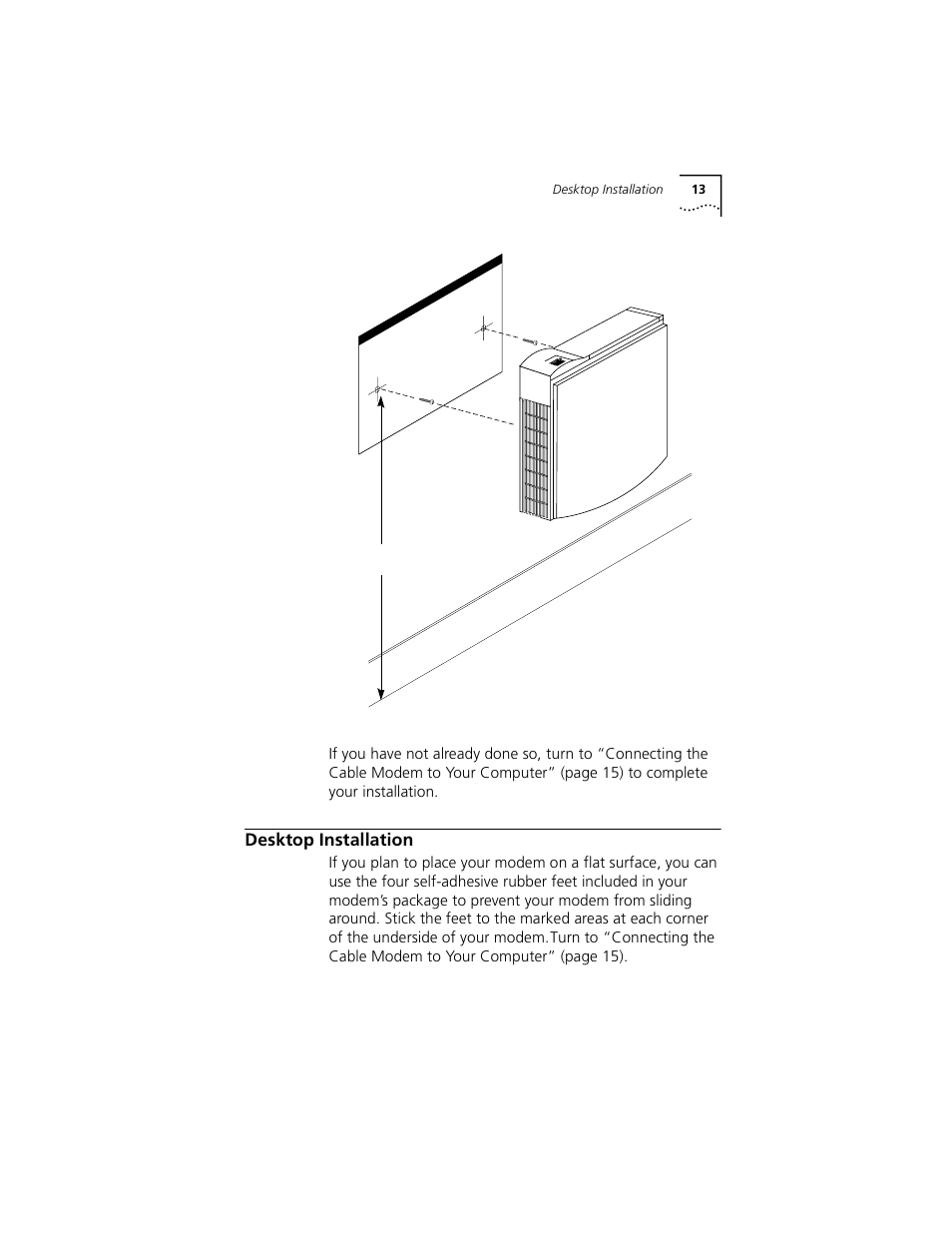 Desktop installation, Desktop installation 13, 20" [ 50 cm | 3Com TMX 10031161 User Manual | Page 19 / 56