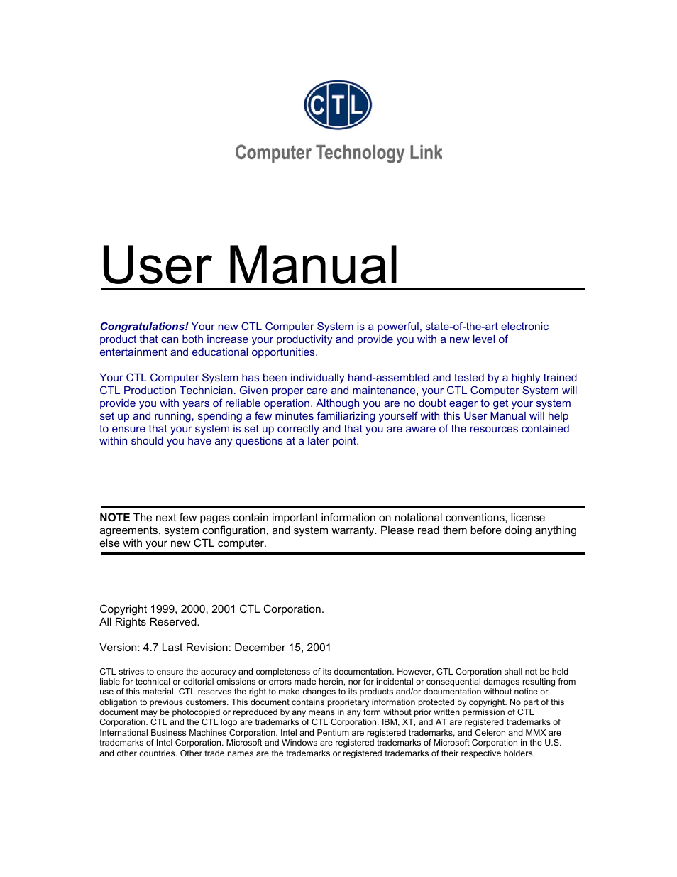 Computer Tech Link Vector User Manual | 44 pages