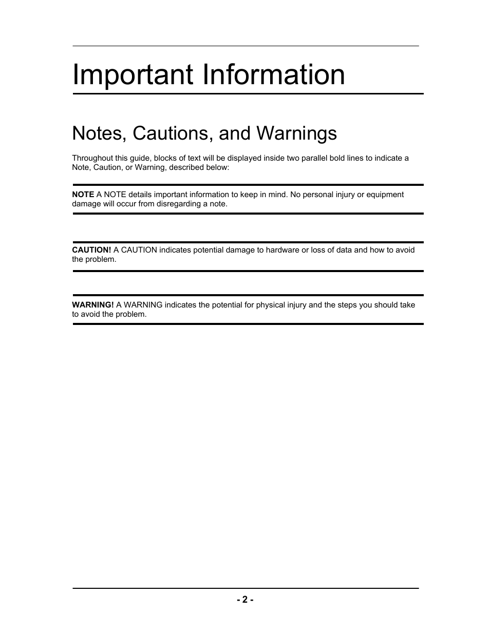 Important information | Computer Tech Link Vector User Manual | Page 2 / 44