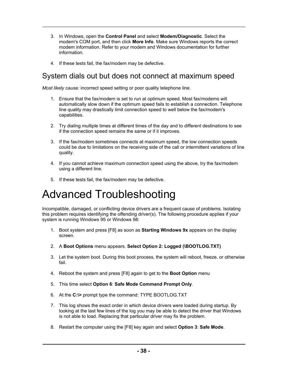 Advanced troubleshooting | Computer Tech Link Vector User Manual | Page 38 / 44