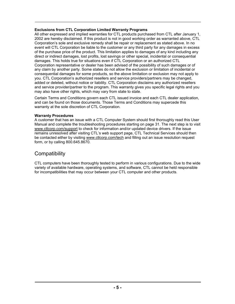 Computer Tech Link Vector User Manual | Page 5 / 44