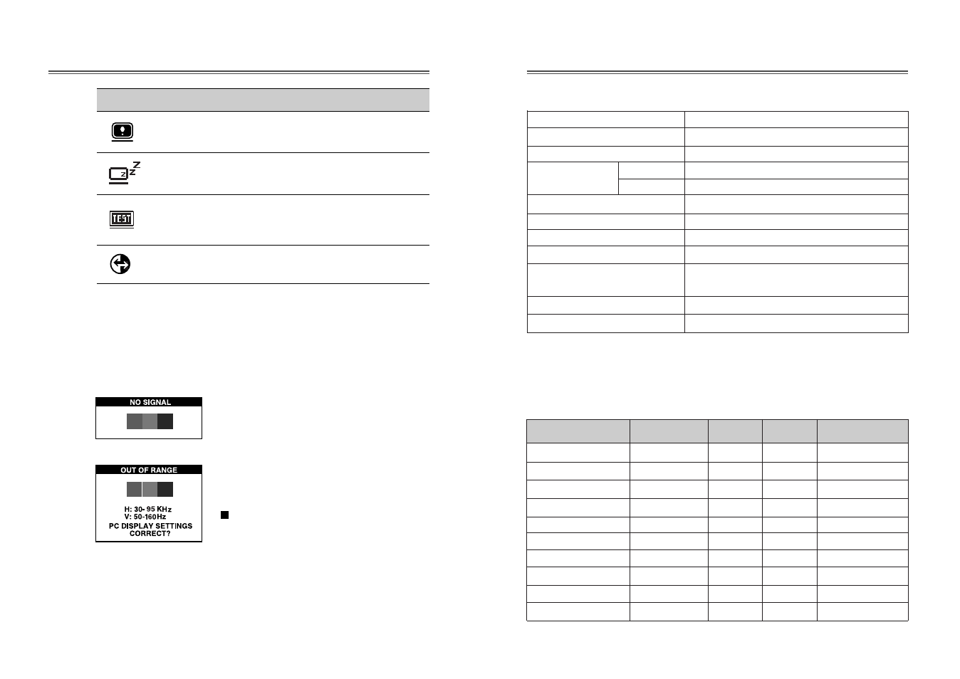 Specifications factory preset timings | Computer Tech Link 910TF User Manual | Page 7 / 8