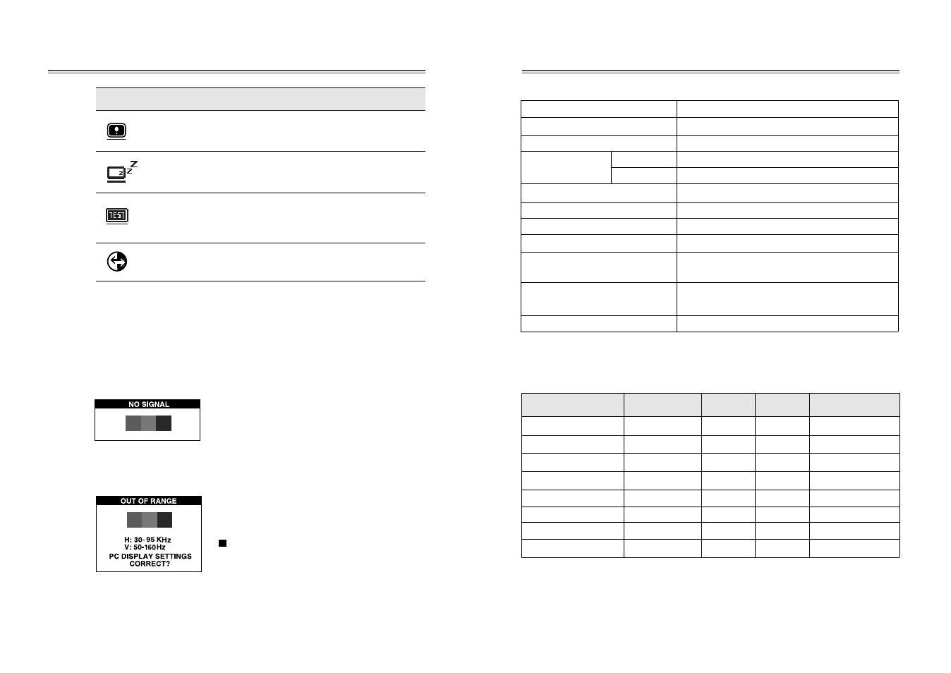 Specifications, Factory preset timings | Computer Tech Link 7cln User Manual | Page 9 / 10