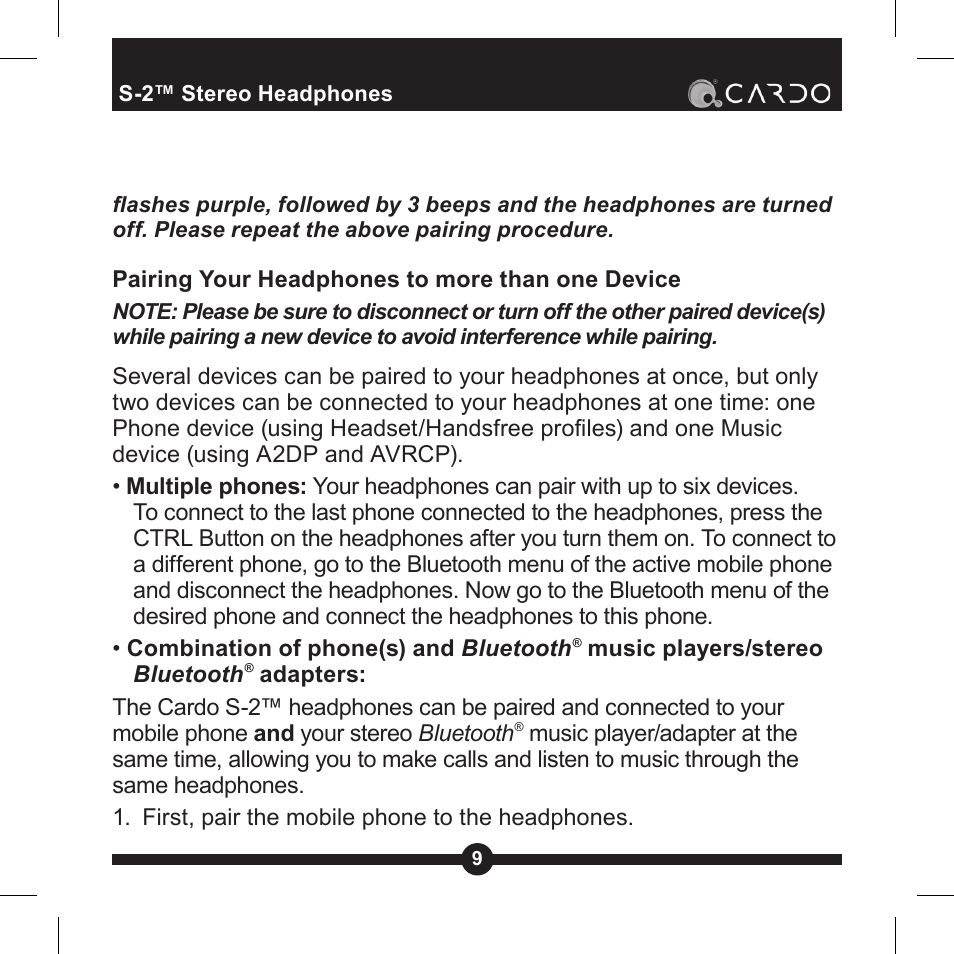 Cardo Systems Cardo S-2 User Manual | Page 9 / 20