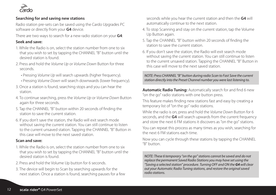 Using the mobile phone | Cardo SCALA RIDER G4 User Manual | Page 12 / 28