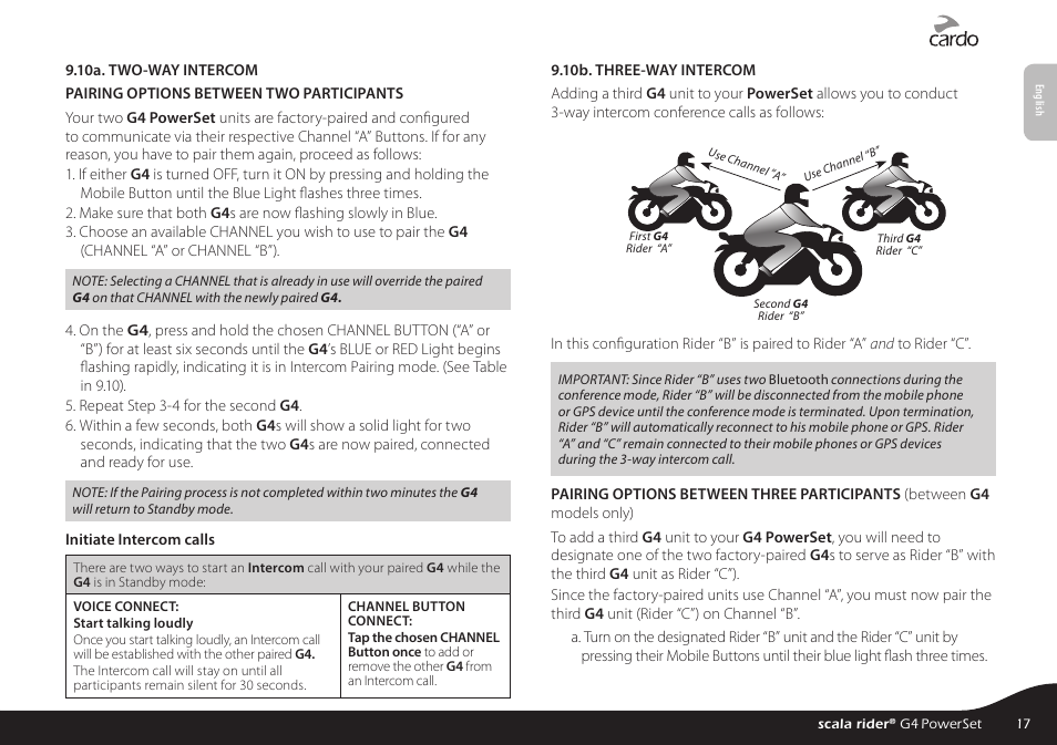 Cardo SCALA RIDER G4 User Manual | Page 17 / 28