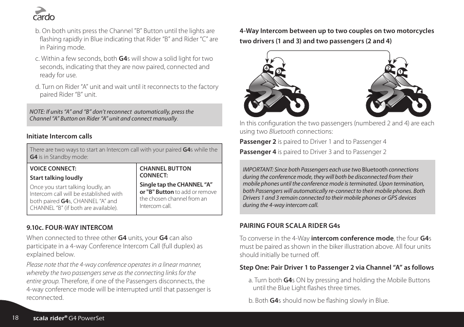 Cardo SCALA RIDER G4 User Manual | Page 18 / 28