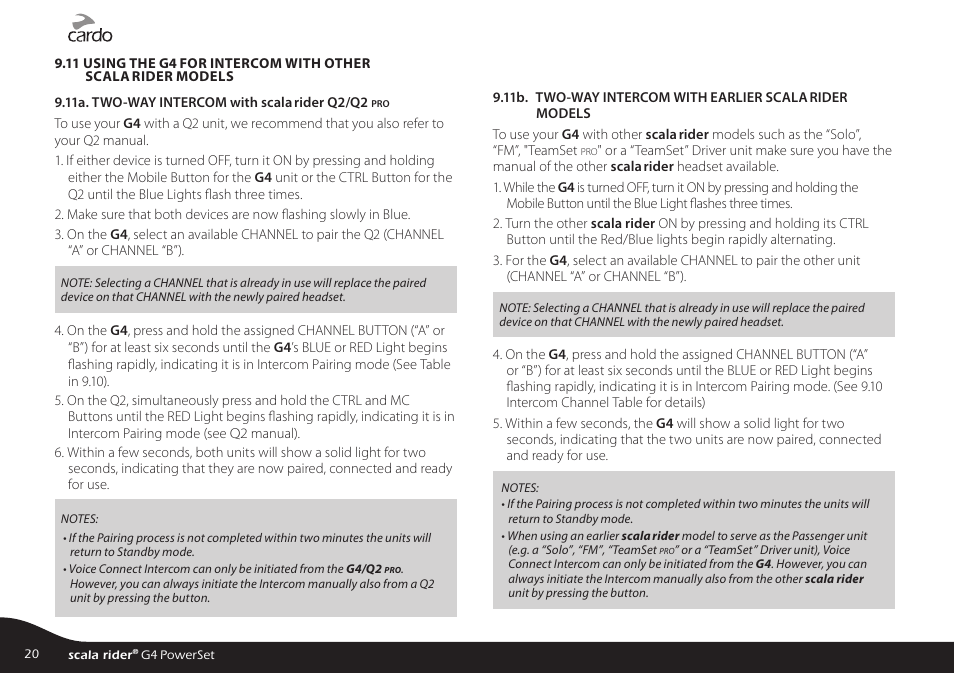 Cardo SCALA RIDER G4 User Manual | Page 20 / 28