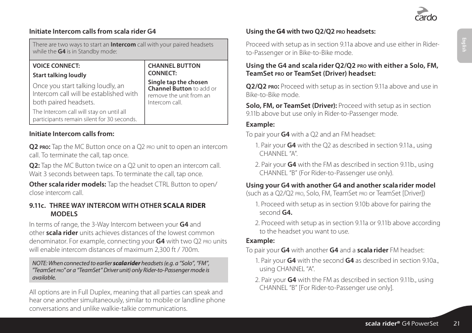 Cardo SCALA RIDER G4 User Manual | Page 21 / 28