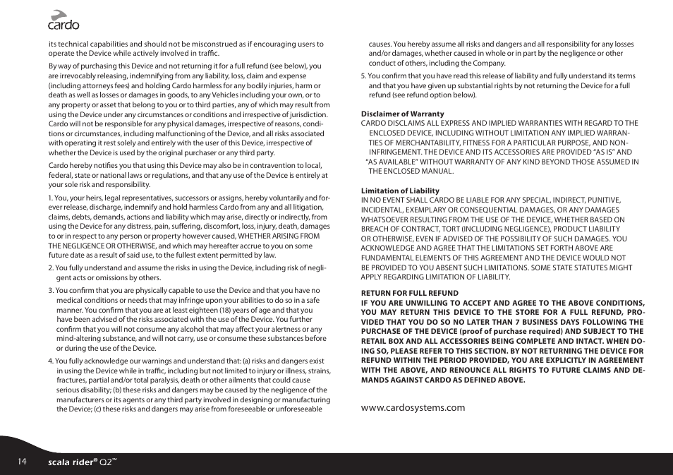 Cardo Q2 User Manual | Page 14 / 14