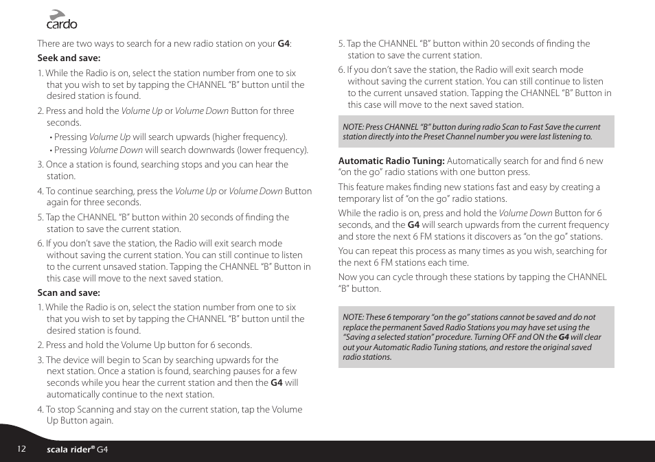Cardo G4 User Manual | Page 12 / 27