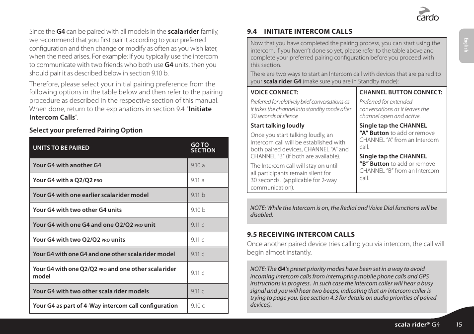 Cardo G4 User Manual | Page 15 / 27