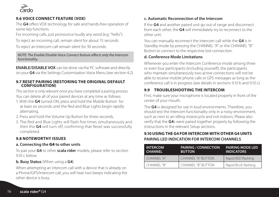 Cardo G4 User Manual | Page 16 / 27