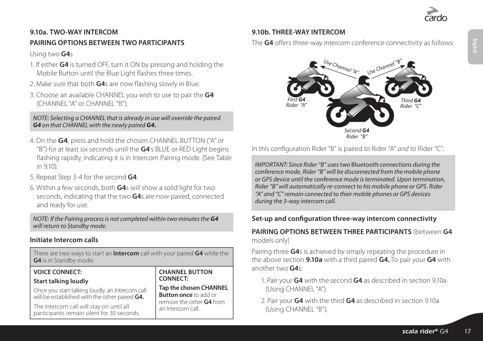 Cardo G4 User Manual | Page 17 / 27