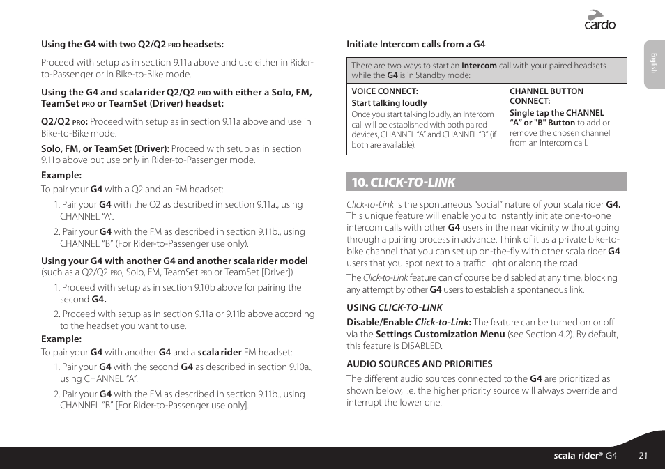 Click-to-link | Cardo G4 User Manual | Page 21 / 27