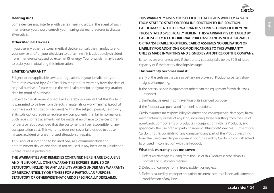 Cardo G4 User Manual | Page 25 / 27