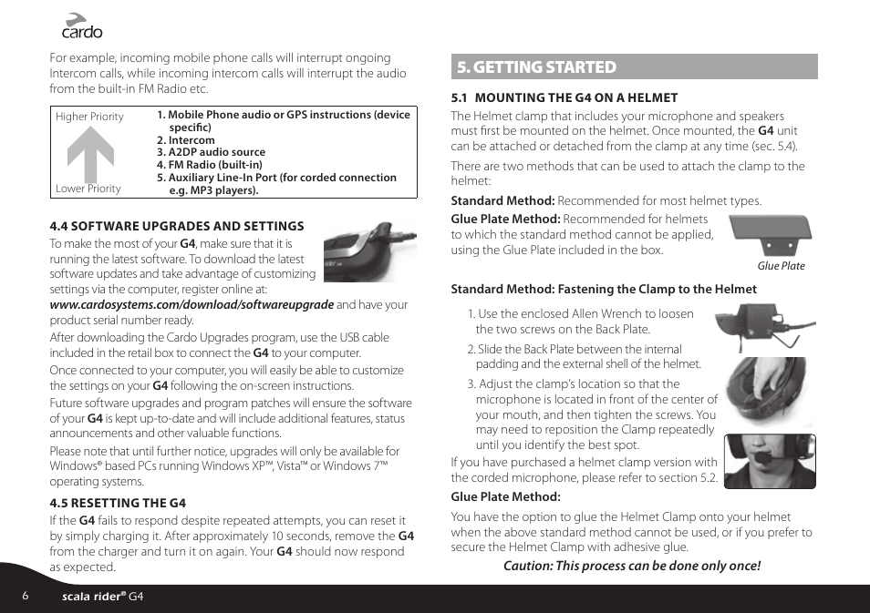 Getting started | Cardo G4 User Manual | Page 6 / 27