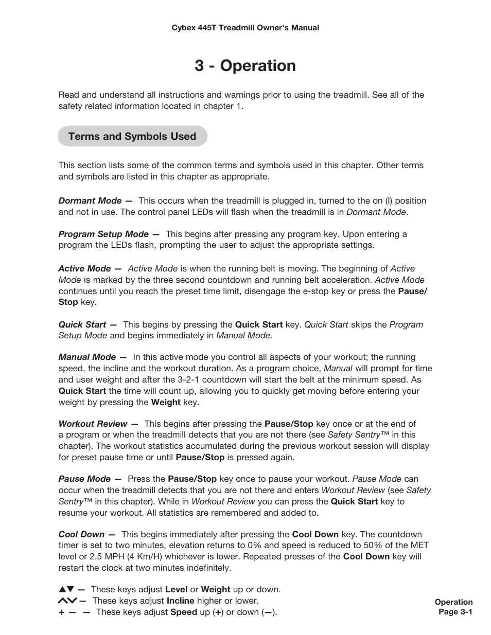 3 - operation | Cybex CX-445T User Manual | Page 16 / 67