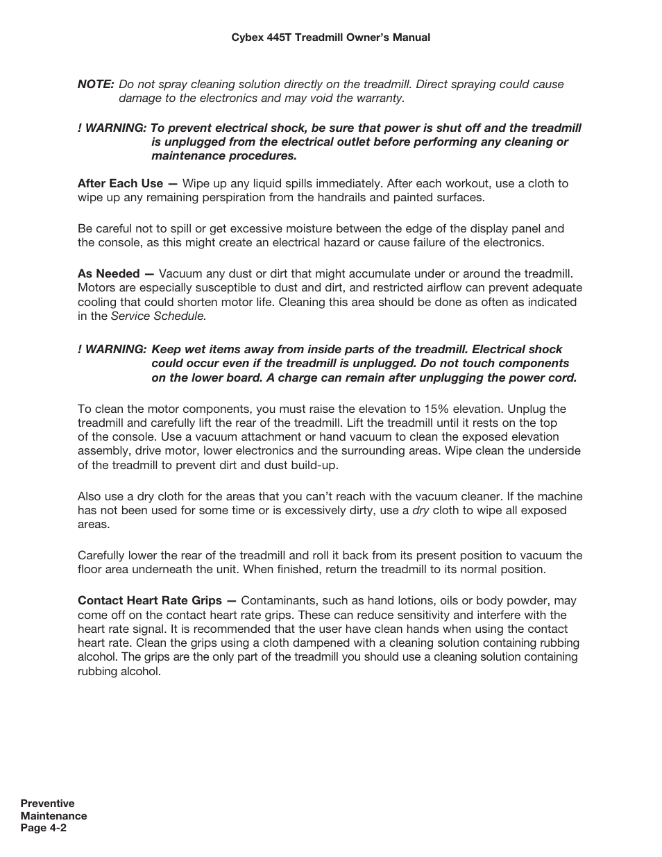Cybex CX-445T User Manual | Page 42 / 67