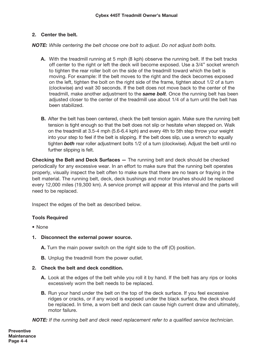 Cybex CX-445T User Manual | Page 44 / 67