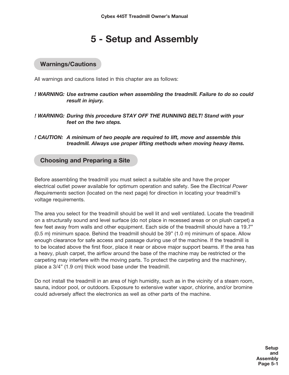 5 - setup and assembly | Cybex CX-445T User Manual | Page 48 / 67