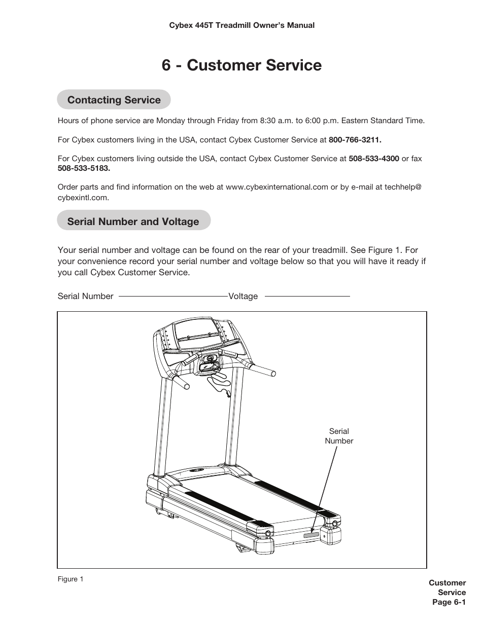 6 - customer service | Cybex CX-445T User Manual | Page 60 / 67