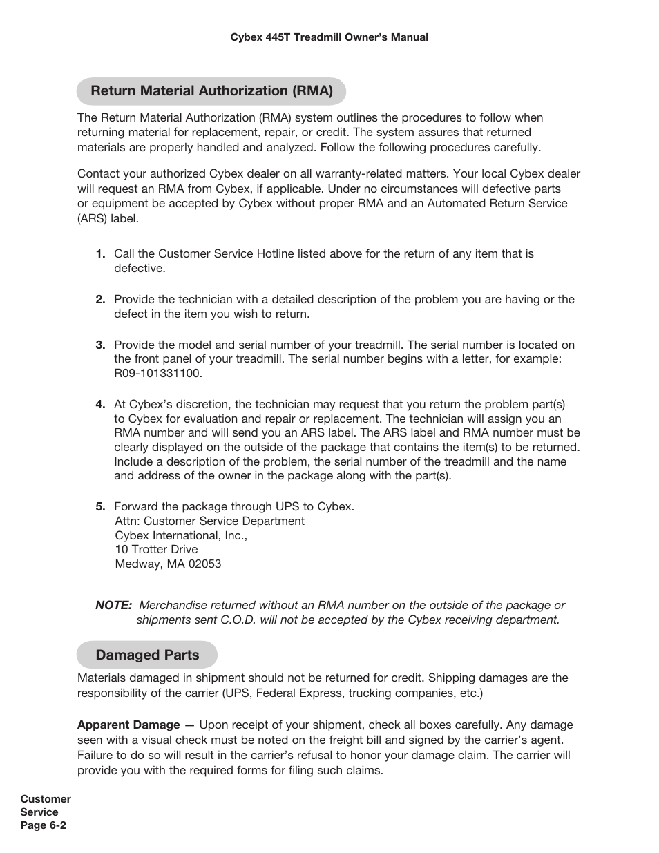 Cybex CX-445T User Manual | Page 61 / 67